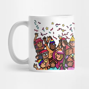 A group of diversity of gay lgbtq and lesbian people celebrate party Mug